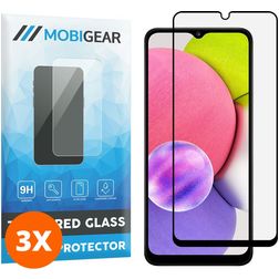 Mobigear Premium Samsung Galaxy A03s Panzerglas Gehärtetes Glas Displayschutz - Hüllenfreundlich - Schwarz (3er Pack)