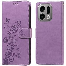 Mobigear Flowers OPPO Find X9 Hülle Klapphülle Geldbörse - Lila