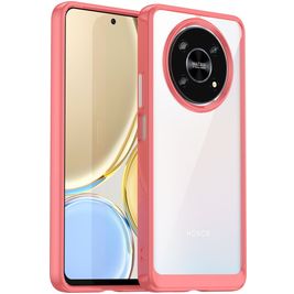 Mobigear Crystal HONOR Magic 4 Lite Hülle Hardcase Backcover - Transparent / Rot