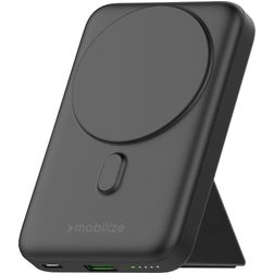 Mobilize Magnetic Wireless Stand Dual USB / USB-C Powerbank 10.000 mAh Power Delivery 15W - MagSafe Kompatibel - Schwarz