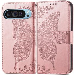 Mobigear Butterfly Google Pixel 10 Pro Hülle Klapphülle Geldbörse - Roségold