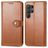Mobigear Snap Button Samsung Galaxy S25 Plus Hülle Klapphülle Geldbörse - Braun