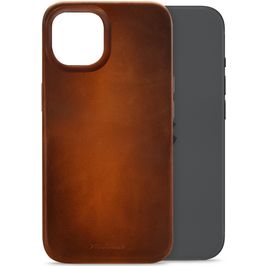 Mobilize Premium iPhone 15 MagSafe Hülle Echtes Leder Backcover - Burned Cognac