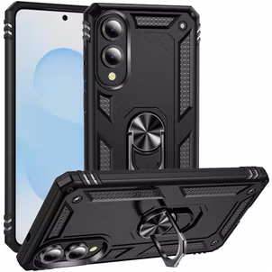 Mobigear Armor Ring Samsung Galaxy S25 Edge Hülle Hardcase Backcover Stoßfest mit Ringhalter - Schwarz
