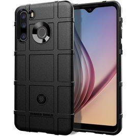 Mobigear Rugged Shield Samsung Galaxy A21 Hülle Flexibles TPU Backcover Stoßfest - Schwarz