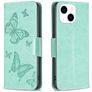 Mobigear Butterfly iPhone 15 Hülle Klapphülle Geldbörse - Grün