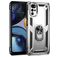 Mobigear Armor Ring Motorola Moto G22 Hülle Hardcase Backcover Stoßfest mit Ringhalter - Silber