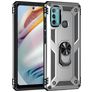 Mobigear Armor Ring Motorola Moto G60 Hülle Hardcase Backcover Stoßfest mit Ringhalter - Silber