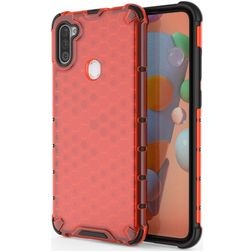 Mobigear Honeycomb Samsung Galaxy A11 Hülle Hardcase Backcover Stoßfest - Rot