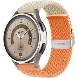 Mobigear Braided Dual Nylon Smartwatch Armband Klappschließe - 22 mm - Orange / Polarstern