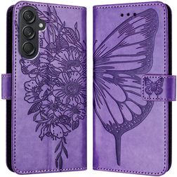 Mobigear Butterfly Samsung Galaxy M55 Hülle Klapphülle Geldbörse - Lila