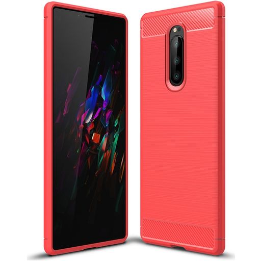 Mobigear Brushed Slim Sony Xperia 1 Hülle Flexibles TPU Backcover - Rot