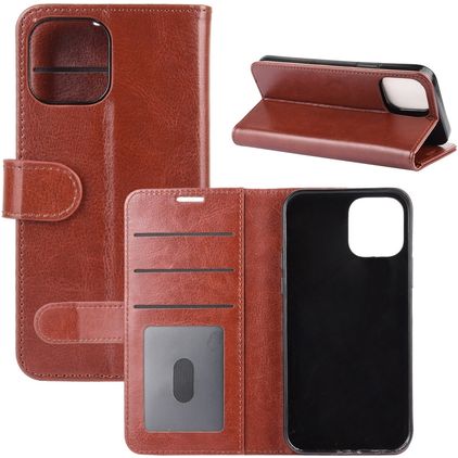 Mobigear Wallet iPhone 12 Hülle Klapphülle Geldbörse - Braun