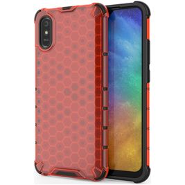 Mobigear Honeycomb Xiaomi Redmi 9A Hülle Hardcase Backcover Stoßfest - Rot
