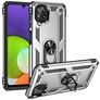 Mobigear Armor Ring Samsung Galaxy A22 4G Hülle Hardcase Backcover Stoßfest mit Ringhalter - Silber