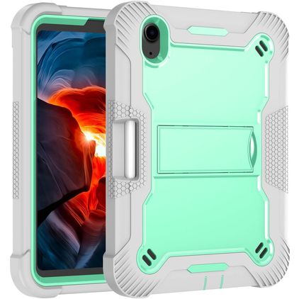 Mobigear ShieldStand iPad Mini 6 (2021) Hülle Kunststoff,Silikon Backcover + Stifthalter + Ständer - Grau / Türkis