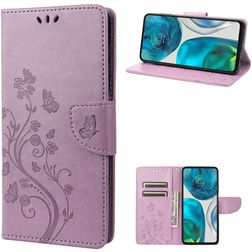 Mobigear Flowers Motorola Moto G52 Hülle Klapphülle Geldbörse - Lila