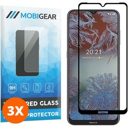 Mobigear Premium Nokia G10 Panzerglas Displayschutz - Hüllenfreundlich - Schwarz (3er Pack)