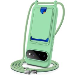 Mobigear Lanyard Card Google Pixel 11 Pro XL Silikon Handykette mit Kartenhalter - Grün