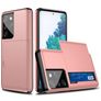 Mobigear Card Samsung Galaxy S21 Ultra Hülle Hardcase Backcover Stoßfest mit Kartenhalter - Roségold