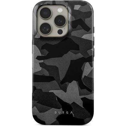 Burga Tough iPhone 16 Pro Hülle Hardcase Backcover Stoßfest - Night Black Camo