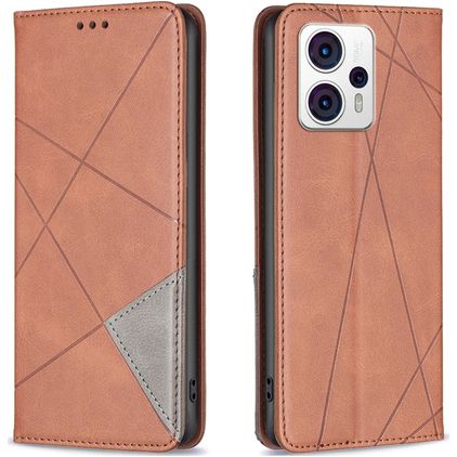 Mobigear Rhombus Slim Motorola Moto G23 Hülle Klapphülle - Braun