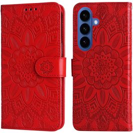 Mobigear Sunflower Samsung Galaxy S26 Hülle Klapphülle Geldbörse - Rot