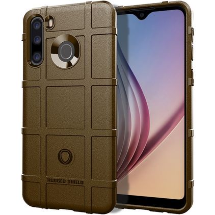 Mobigear Rugged Shield Samsung Galaxy A21 Hülle Flexibles TPU Backcover Stoßfest - Braun