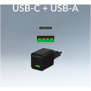 Mobilize Dual USB / USB-C Ladegerät Power Delivery 30W - Schwarz