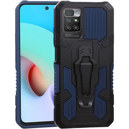 Mobigear Armor Stand Xiaomi Redmi 10 4G Hülle Hardcase Backcover Stoßfest mit Ständer - Blau