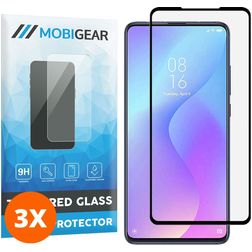 Mobigear Premium Xiaomi Mi 9T Pro Panzerglas Displayschutz - Hüllenfreundlich - Schwarz (3er Pack)