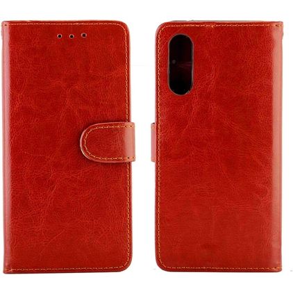 Mobigear Wallet Samsung Galaxy A90 Hülle Klapphülle Geldbörse - Braun