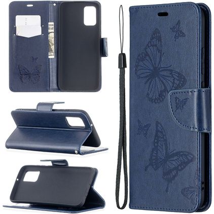 Mobigear Butterfly Samsung Galaxy A02s Hülle Klapphülle Geldbörse - Blau