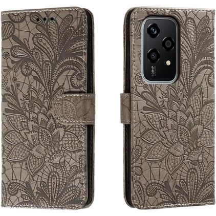 Mobigear Flowers HONOR 200 Lite Hülle Klapphülle Geldbörse - Grau