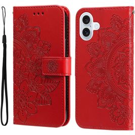 Mobigear Flowers iPhone 17 Hülle Klapphülle Geldbörse - Rot