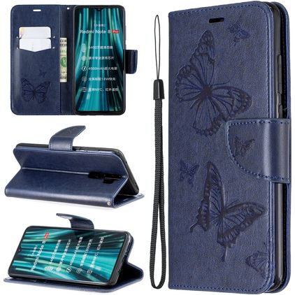 Mobigear Butterfly Xiaomi Redmi Note 8 Pro Hülle Klapphülle Geldbörse - Blau