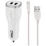 Mobiparts Dual USB Auto Ladegerät Apple Lightning 1 Meter 12W 2.4A - Weiß