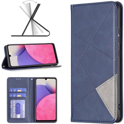 Mobigear Rhombus Slim Samsung Galaxy A33 Hülle Klapphülle - Blau