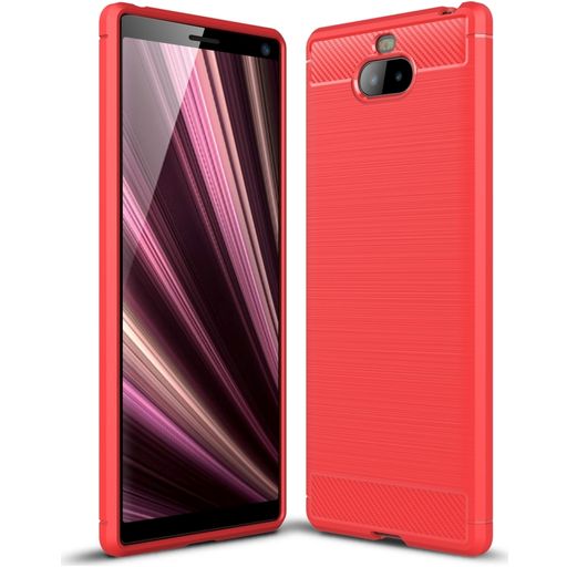 Mobigear Brushed Slim Sony Xperia 10 Plus Hülle Flexibles TPU Backcover - Rot