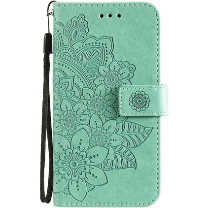 Mobigear Flowers OPPO A54 5G Klapphülle Portemonnaie - Türkis