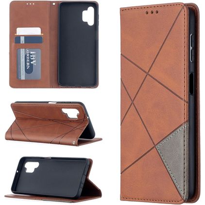 Mobigear Rhombus Slim Samsung Galaxy A32 5G Hülle Klapphülle - Braun