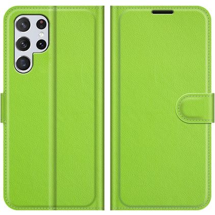 Mobigear Classic Samsung Galaxy S22 Ultra Hülle Klapphülle Geldbörse - Grün