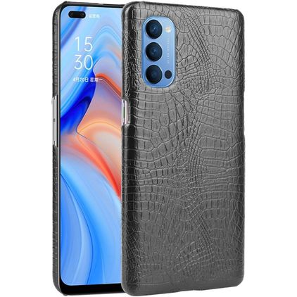 Mobigear Croco OPPO Reno 4 Hülle Hardcase Backcover - Schwarz