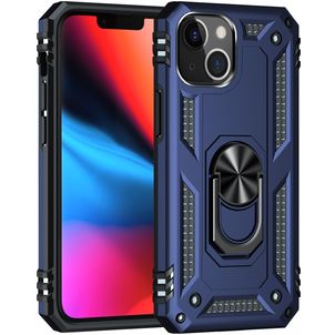 Mobigear Armor Ring iPhone 13 Mini Hülle Hardcase Backcover Stoßfest mit Ringhalter - Blau