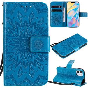 Mobigear Sunflower iPhone 12 Mini Hülle Klapphülle Geldbörse - Blau