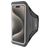 Mobiparts Comfort Fit Handyhalterung Joggen iPhone 15 Pro Sporthülle Neopren Sportarmband - Schwarz