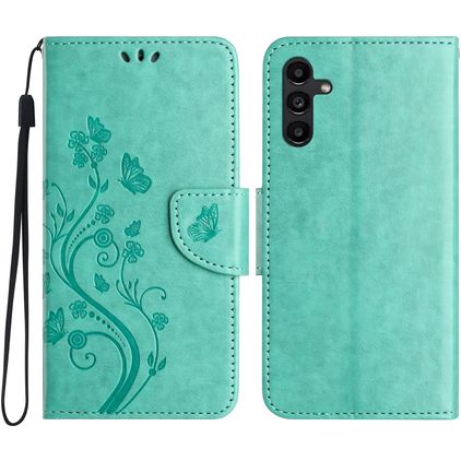 Mobigear Flowers Samsung Galaxy A36 Hülle Klapphülle Geldbörse - Grün