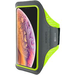 Mobiparts Comfort Fit Handyhalterung Joggen iPhone XS Max Sporthülle Neopren Sportarmband - Neon Green