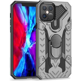 Mobigear Armor Ring iPhone 12 Pro Max Hülle Hardcase Backcover Stoßfest mit Ringhalter - Grau