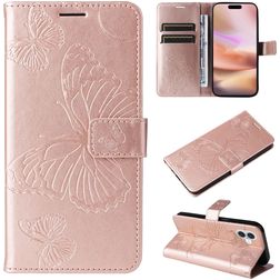 Mobigear Butterfly iPhone 16 Plus Hülle Klapphülle Geldbörse - Roségold